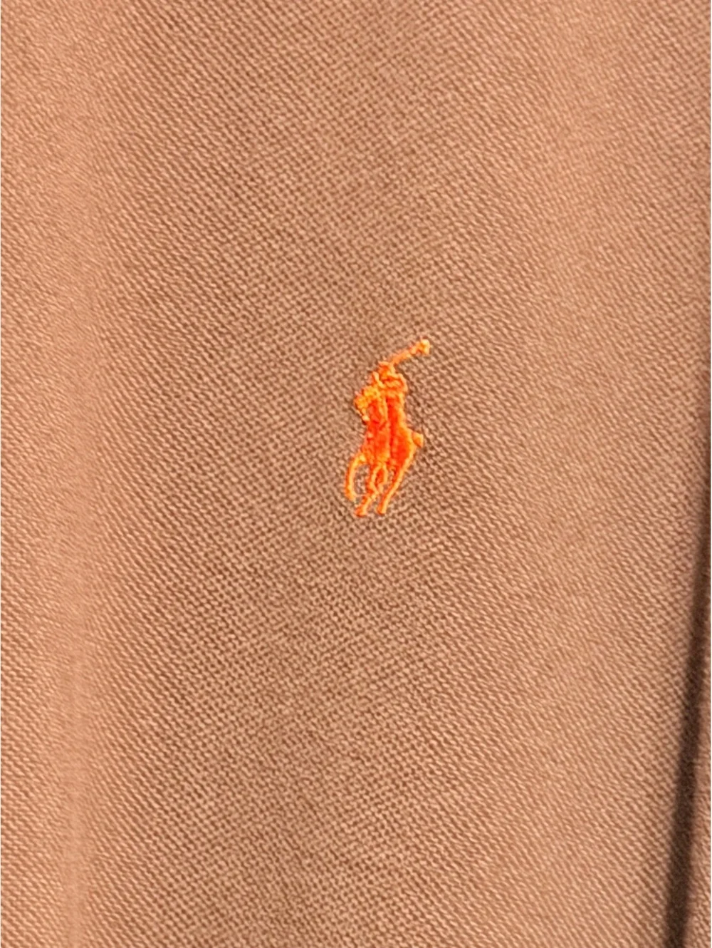 Polo Ralph Lauren Mens XXL Brown Long Sleeve Polo Shirt Orange Pony 100% Cotton